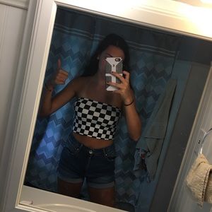checkered tube top forever 21